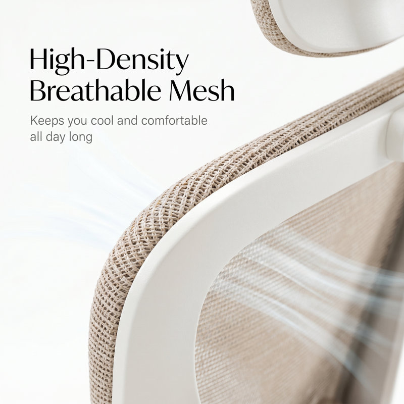 Ergonomic, breathable mesh office chair: features a headrest, lumbar support, and flip-up armrests