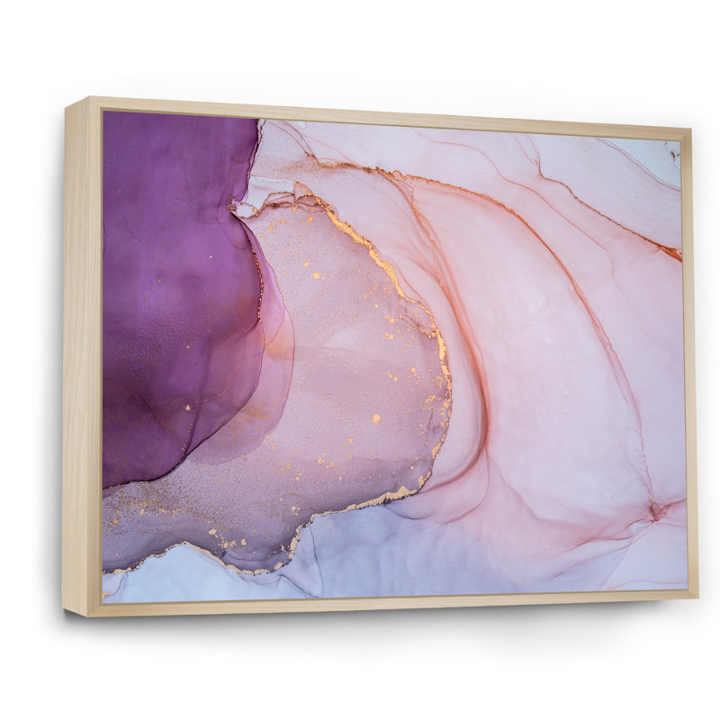 Marbre turquoise et marbre rose Flow Art III - reproduction d'art moderne sur toile, H 34 po x l 44 po