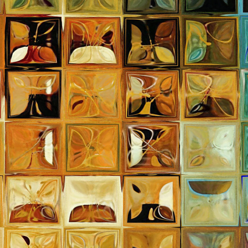 "Modern Tile Art" sur toile n ° 11, 2009 - Ensemble de 2 reproductions d'art sur toile encadrées