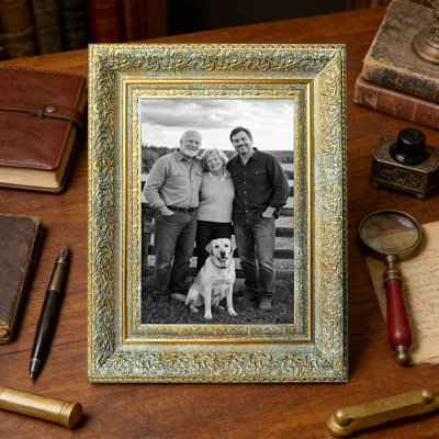 Antique Gold 3 PCS 8" x 10" Decorative Picture Frame with Photo Protector