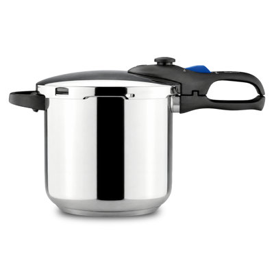 Cet autocuiseur rapide en acier inoxydable de 10,6 pintes de MAGEFESA Favorit fonctionne sur toutes les surfaces de cuisson, y compris l'induction, 5 caractéristiques de sécurité, une grande cocotte-minute