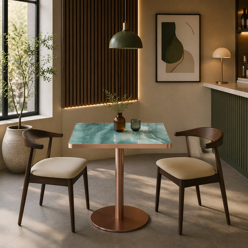 Table bistro de 31,5 pouces avec plateau en faux marbre Squard, table de bistro Squard Modern, facile à assembler, structure en métal robuste (table seulement)
