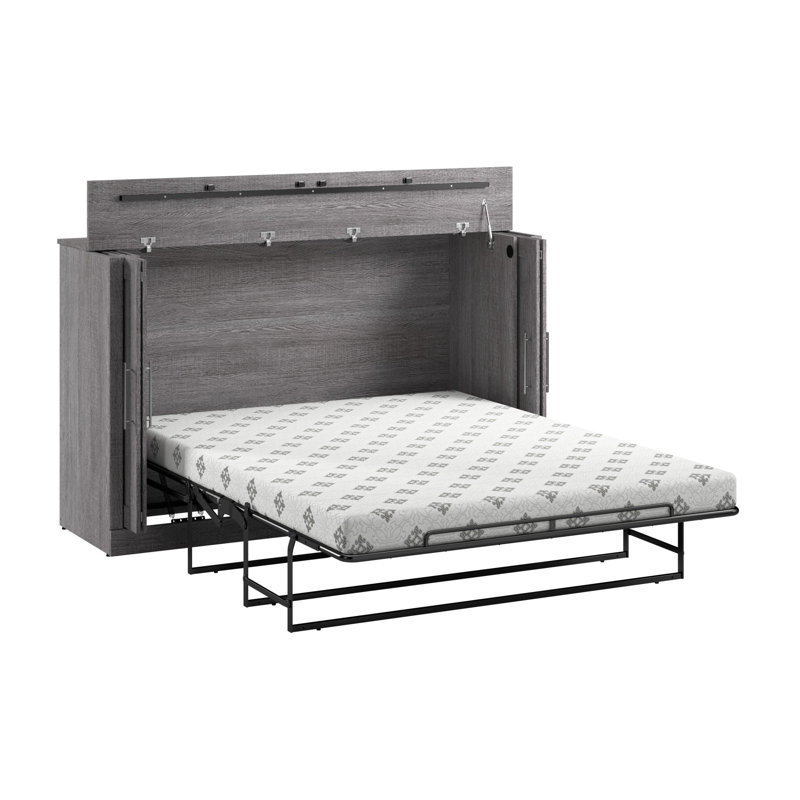Arlex Murphy Cabinet Bed with Mattress, Queen, Gray