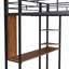 Full Size Metal Loft Bed With 2 Shelves And One Desk-1209144397-1209144398
