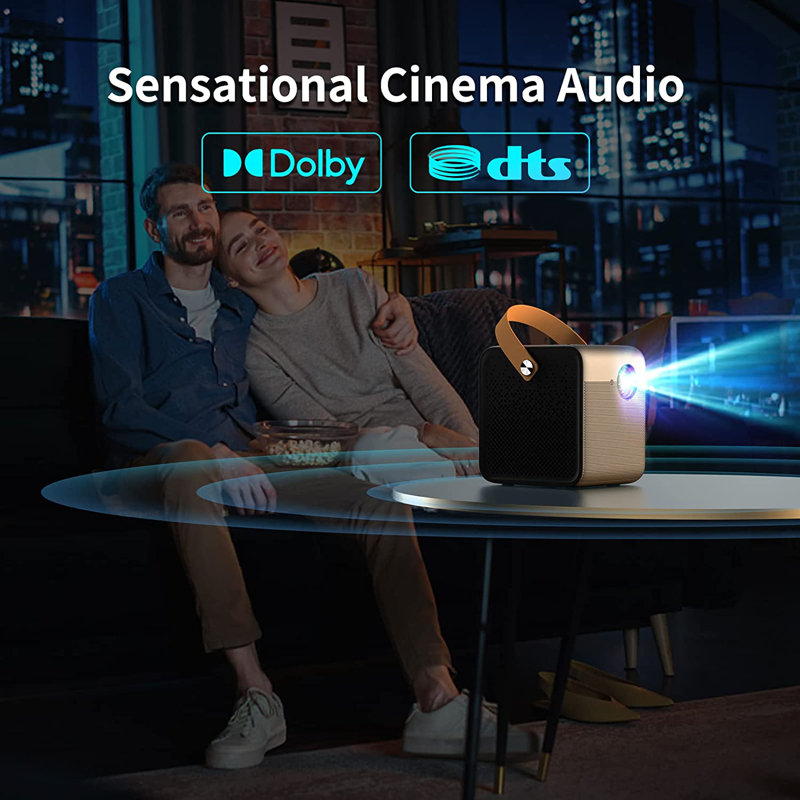 WEMAX Dice Portable1080P Projector w/ Wifi Bluetooth, Certified AndroidTV 9.0 w/Dolby Audio, Auto Focus, 700 ANSI Lumens