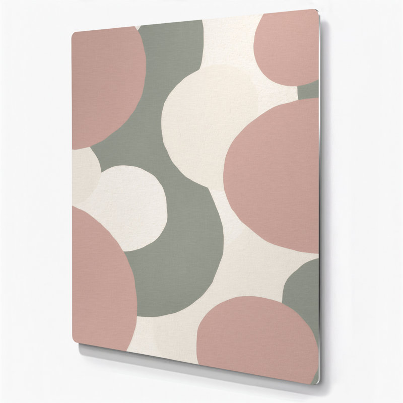 Abstrait formes 31, art mural en métal rose, H 8 po x l 10 po