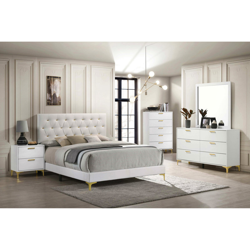 Commode rectangulaire blanche à 6 tiroirs