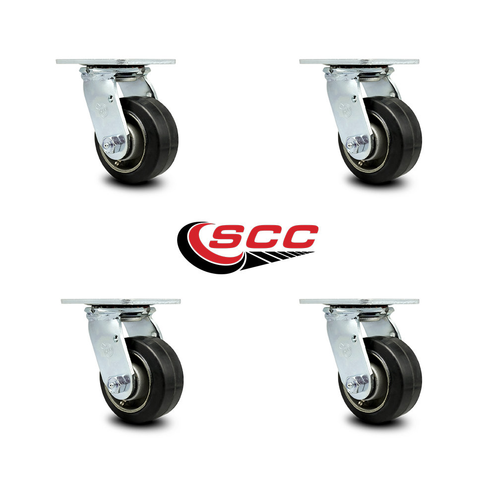 Service Caster Rubber on Aluminum Wheel Swivel Caster with Roller ...