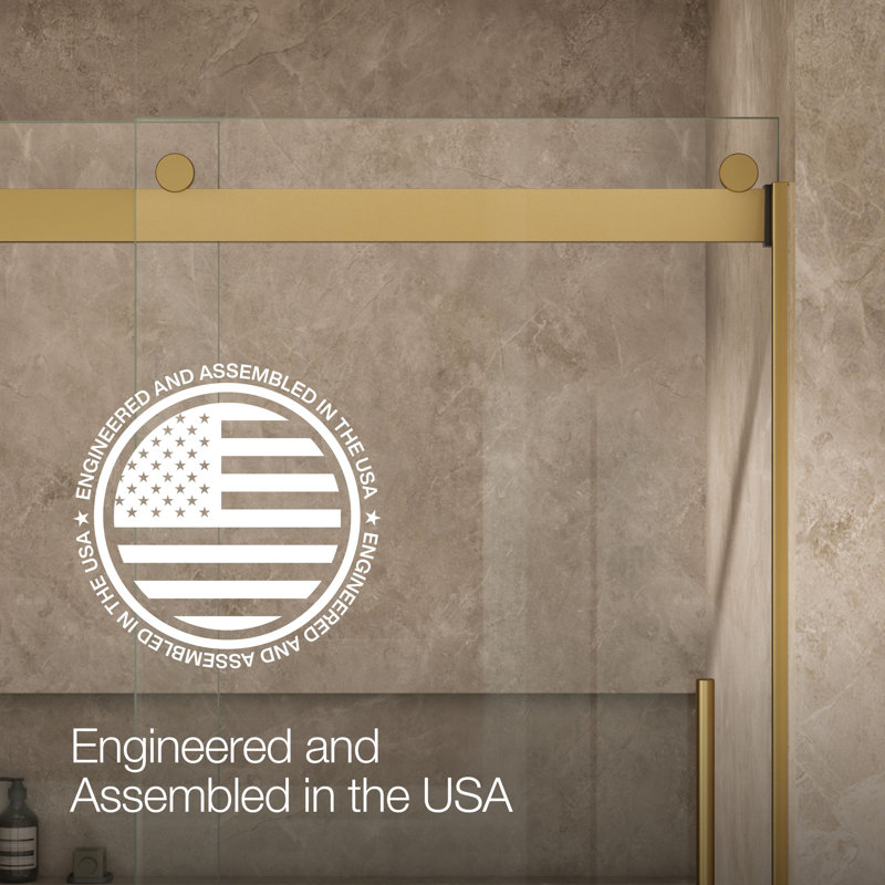 Levity Plus Less Sliding Bath Door, 61-9/16 In. H X 56-5/8 - 59-5/8 In. W, With 5/16 In.-Thick Crystal Clear Glass, Bronze