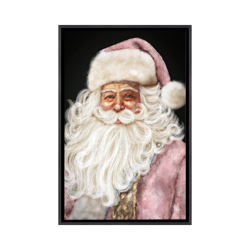 «Pink Santa», reproduction d'art murale , H 26 po x l 18 po, Impression encadrée sans passe-partout, Noir patiné