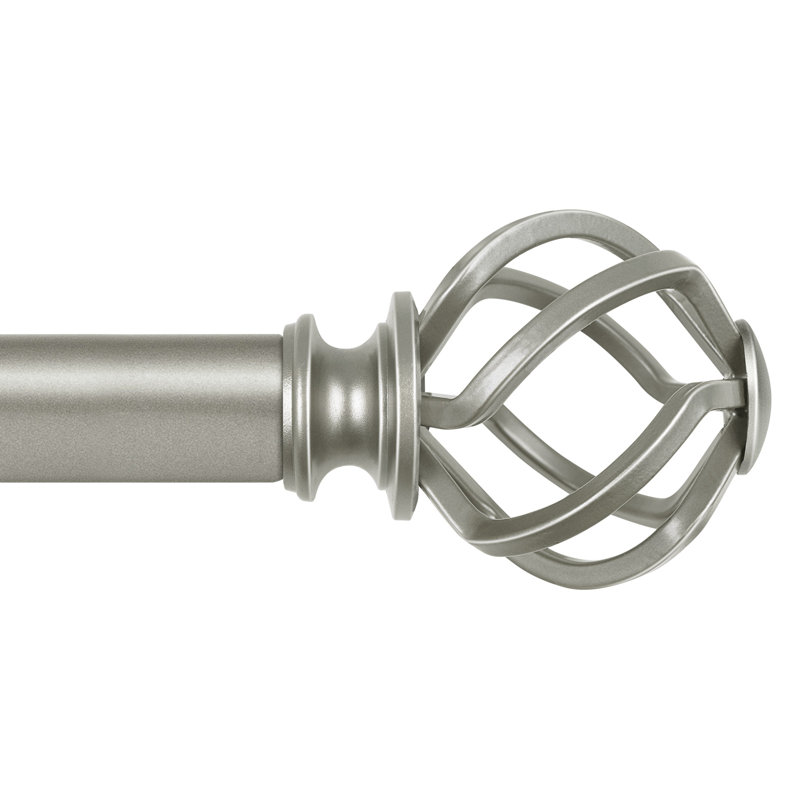 Aref Steel Adjustable Single Curtain Rod, 32"-48", Antique Silver