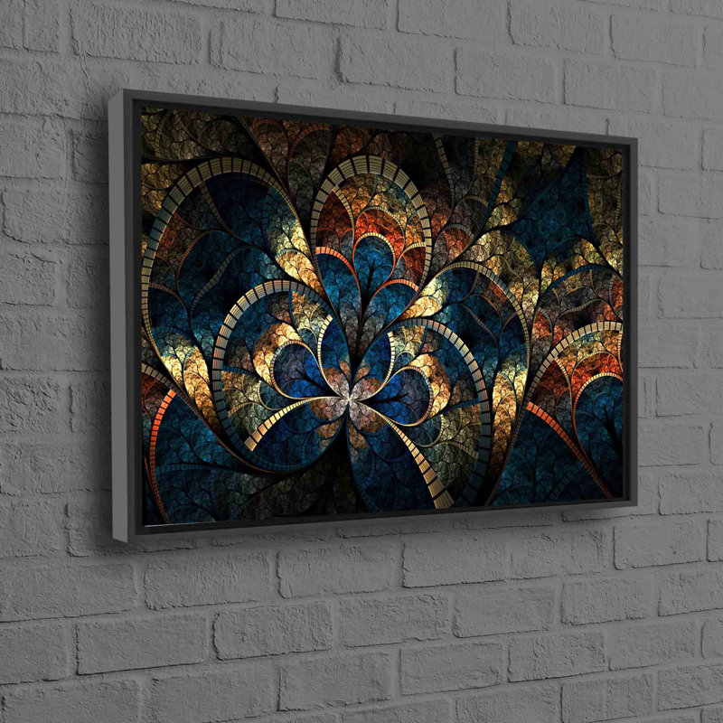 Impression abstraite à motif fractal doré sur toile de coton pour décoration murale moderne avec thème d'art psychédélique