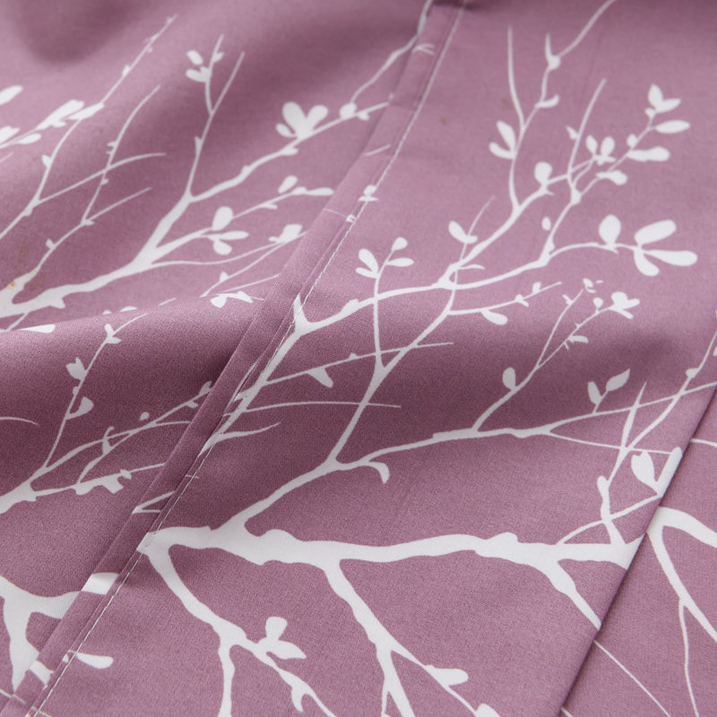 Lilac and White Foliage Print Twin Microfiber Sheet Set