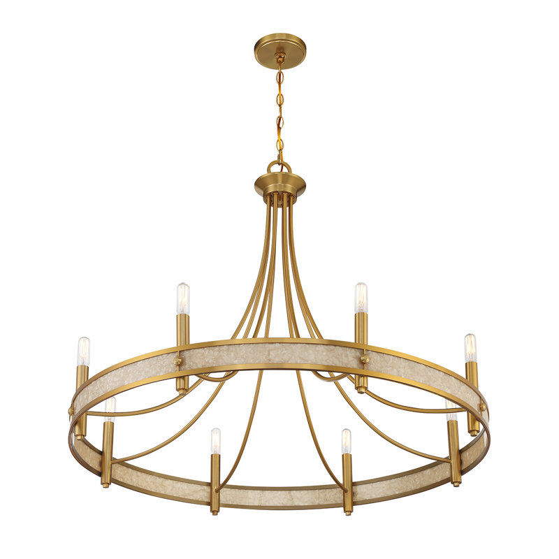  Camden 8-Light Chandelier in Warm Brass, 29" H x 36" W x 36" D, 8 Lights