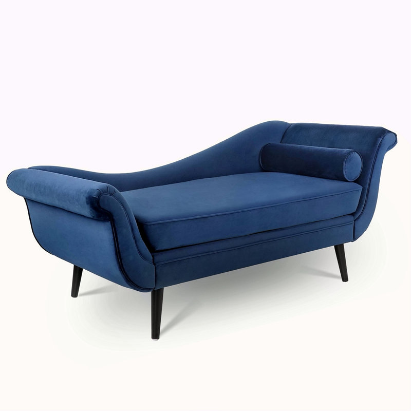 Chaise longue avec accoudoirs à volutes, Bleu