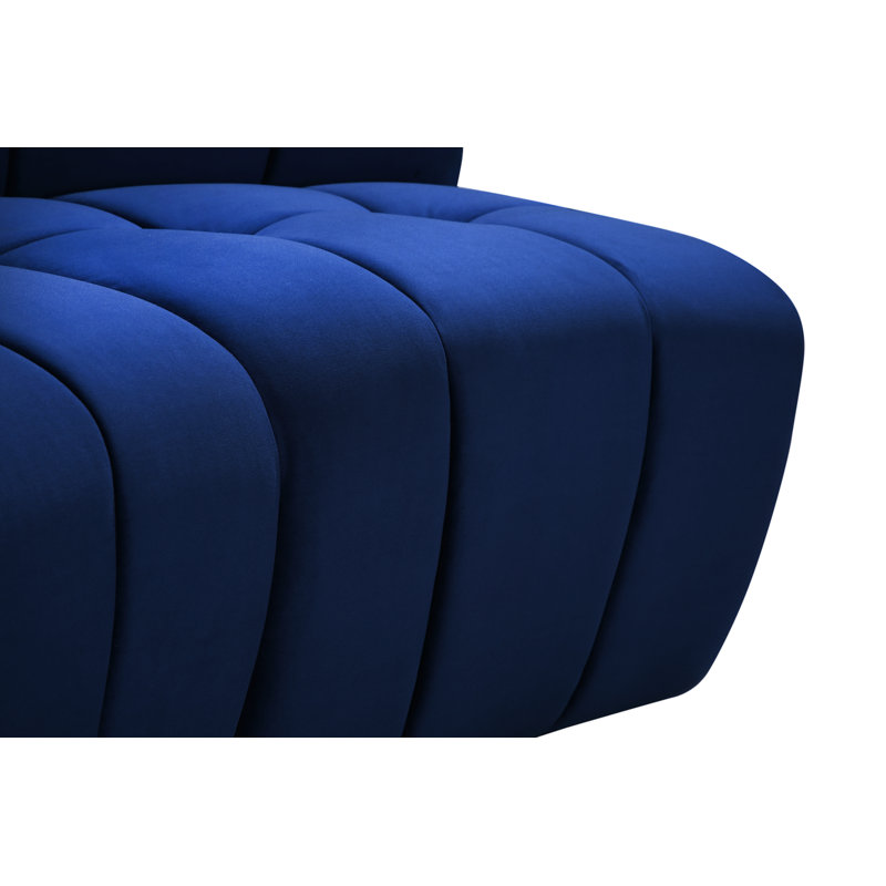 Canapé modulaire de coin symétrique en velours de 173 po de largeur Jedson, Velours marine