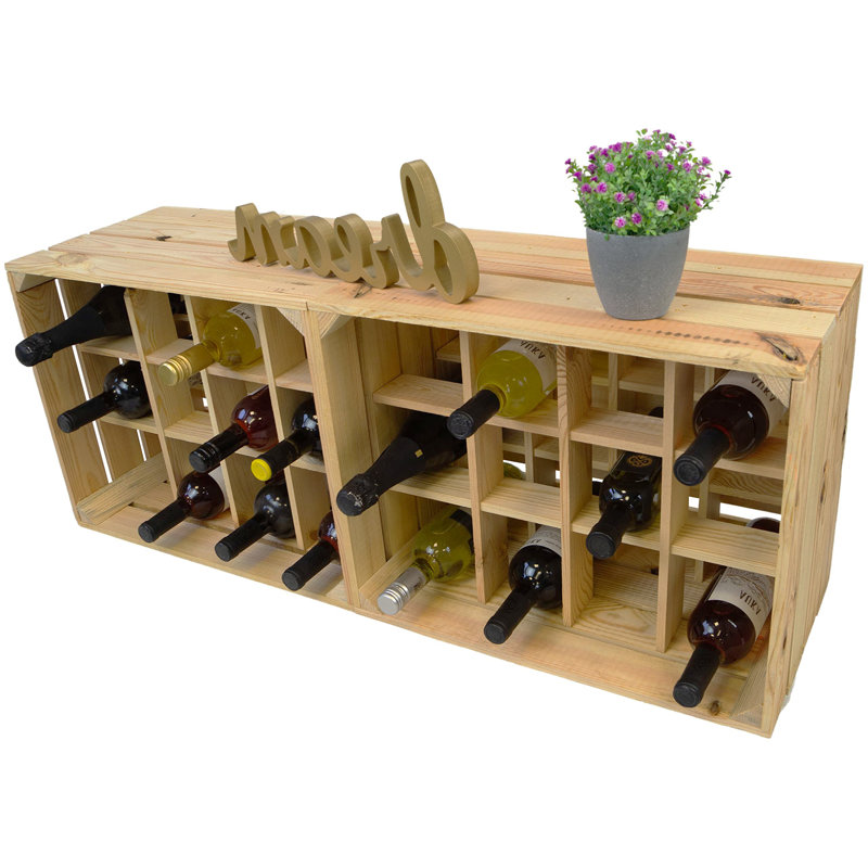 Santel Floor Wine Bottle Rack Flamed, Natural Brown