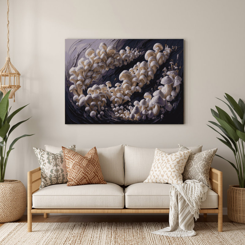 Art mural en métal légumes et huître champignon mauve, H 20 po x l 30 po