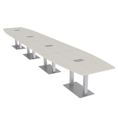Table de conférence en forme de bateau avec base en métal double | Unité électrique