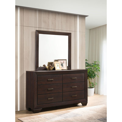 Commode 6 tiroirs avec miroir Vicdan cacao foncé Vicdan