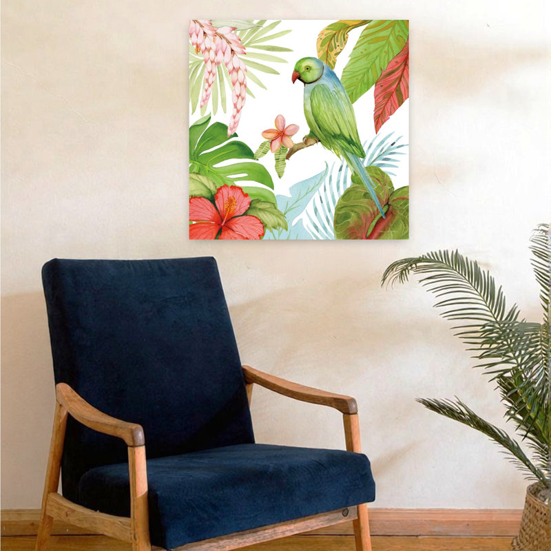 Trésors des tropiques, art abstrait, hibiscus, fleurs tropicales, H 24 po x l 24 po