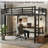 Full Size Metal Loft Bed with Charging Station and LED Light for Small Spaces-680655157