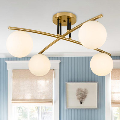 4-Light Glass Bubble Semi Flush Mount