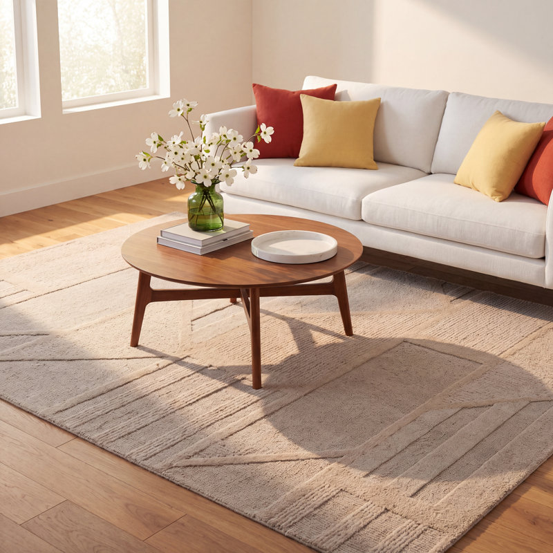 Desmondia 100% Wool Hand Tufted Area Rug, Rectangle 7'9" x 9'9"