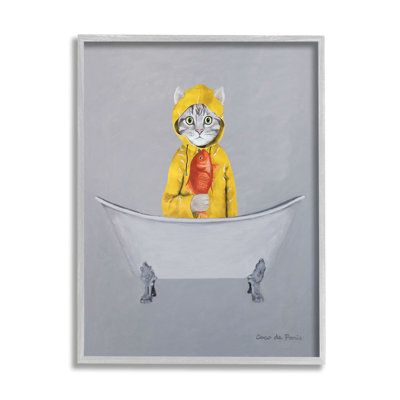 " Cat Fish Yellow Raincoat Claw Foot Bathtub " by Coco De Paris