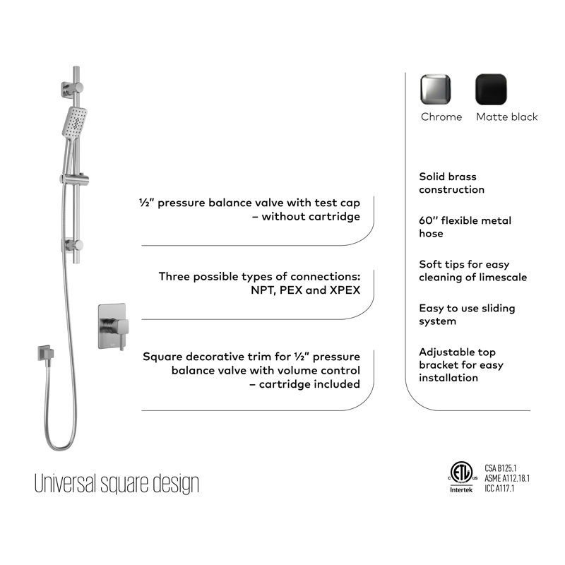Sobrio All-In-One Kit with Rough in-Valve, Chrome