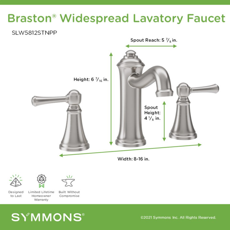 Braston Widespread Two-Handle Bathroom Faucet with Push Pop Drain Assembly, Satin Nickel