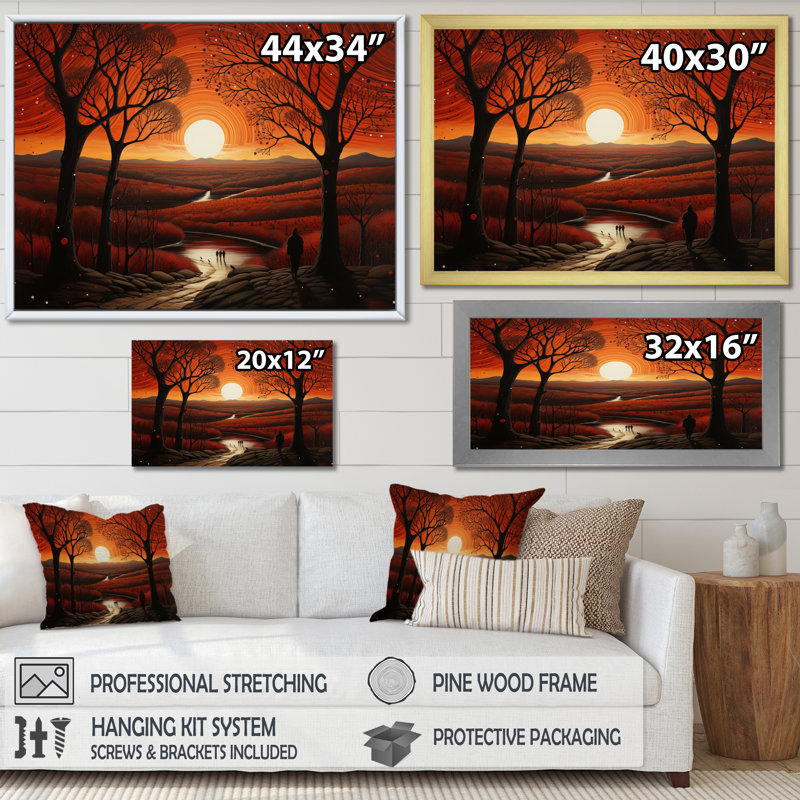 " Orange Black Native American Essence ", 24" H x 32" W x 1" D, Wrapped Canvas