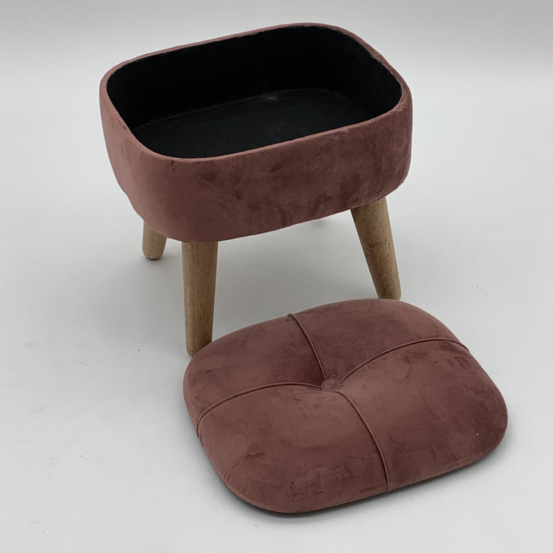 Gershwin 30cm Wide Velvet Tufted Square Footstool Ottoman with Storage, Pink