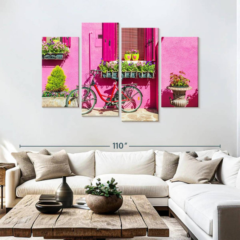 Lilie Pink House Bicycle, 54" H x 84" W