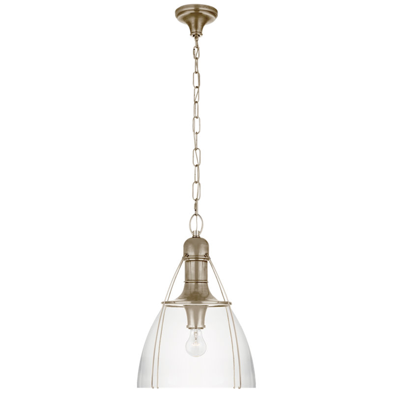 Chapman & Myers Prestwick Pendant, Antique Nickel, Clear, 26.5" H x 18" W x 18" D