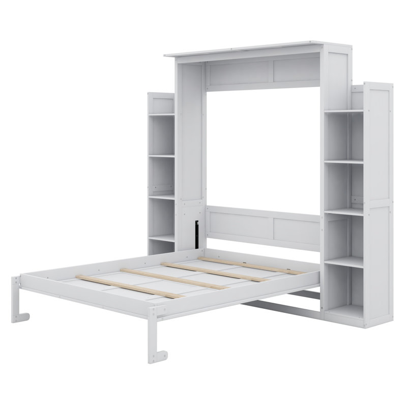 Lit escamotable encastré avec tablettes