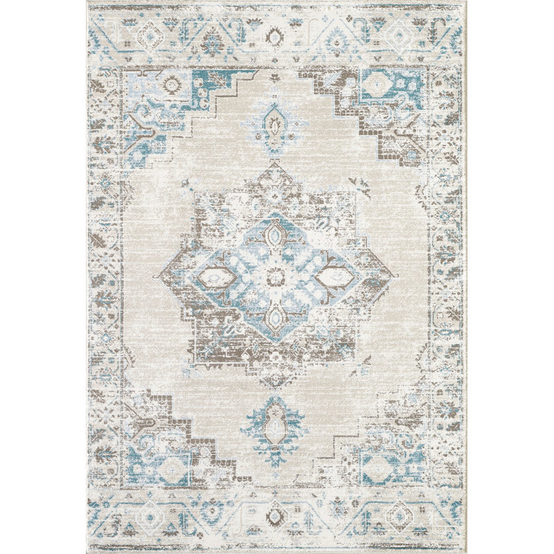Tapis décoratif gris oriental Alcona, Rectangle 4 pi x 6 pi