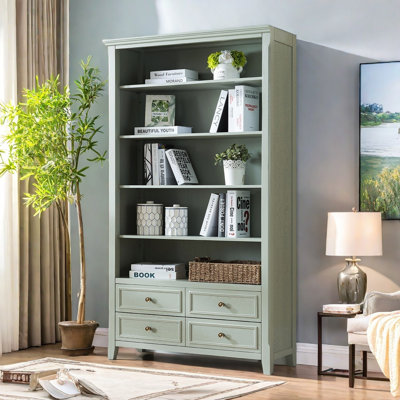 Grayish Green Vintage Solid Wood Bookcase by NICECABINET