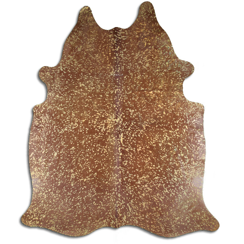 Tapis en cuir de vache brun doré métallique sur mesure, Nouveauté 6 pi 2 po x 7 pi 4 po