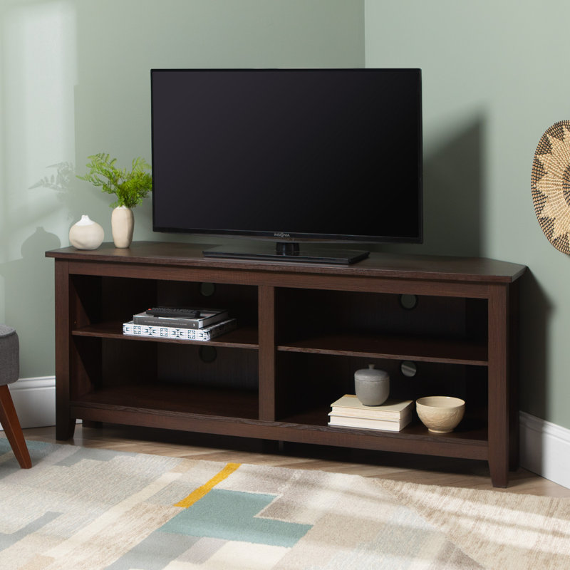 Meuble télé d'angle de 58 po avec rangement pour téléviseur de 65 po ou moins Kneeland, Espresso