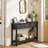 Fluted Wood Console Table with 3 Drawers-266278197