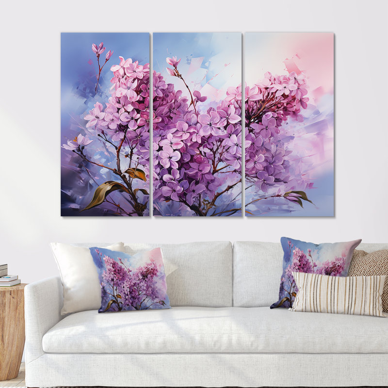 Mauve lilas mauve, ensemble d'art sur toile, H 28 po x l 36 po x P 1 po