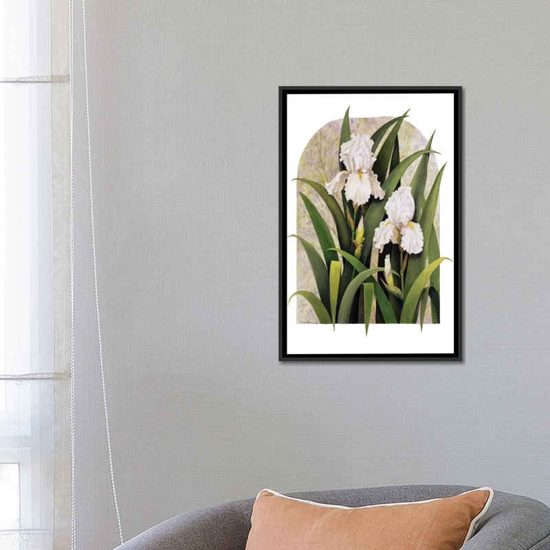 « iris vignette », impression sur toile, H 26 po x l 18 po x P 1,5 po, Toile avec cadre noir, Pas de tapis