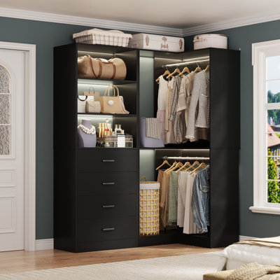 55" W Closet System With Drawers And Hanging Rods