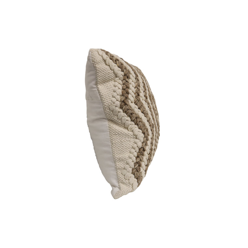Sanremo Beige and Brown Wool Cotton Throw Pillow
