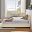Structure de lit double rembourré capitonné, structure de canapé-lit avec dossier et accoudoirs confortables, lit double pour chambre à coucher, salon, velours, NOUVEAU BEIGE (80,5 po x 59 po x 30,5 po)-1640906637-1640906641