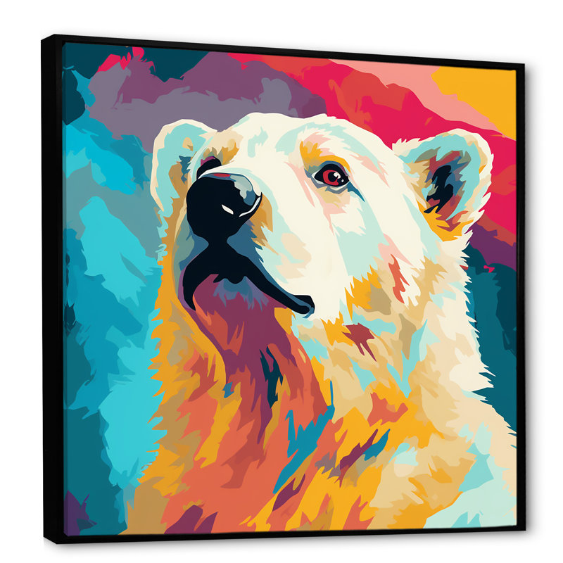 Portrait d'un ours polaire arctique «Whispers» arctique, H 30 po x l 30 po x P 1,5 po, Cadre flottant noir