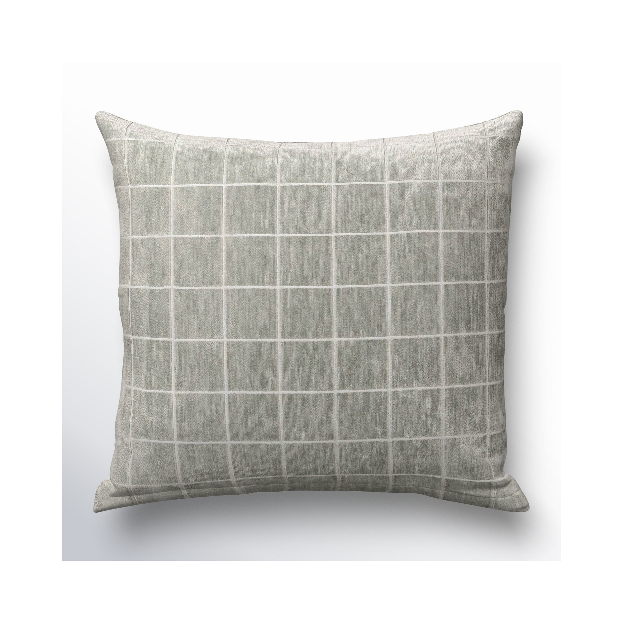 Otterville Velvet Grid Throw Pillow, 30"H x 30"W, Cement Geometric, Polyester
