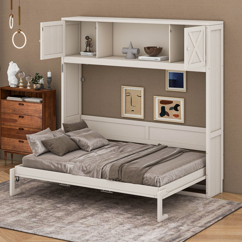 Lit escamotable double avec armoires de rangement