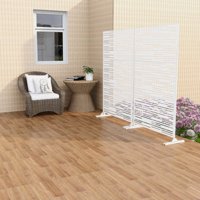 72"H×47"W×16"D Outdoor Metal Privacy Screen Garden Trellis Lattice Panel Fence Panel by Wooakway